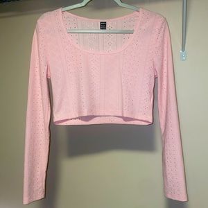 Light pink long sleeve sexy crop top